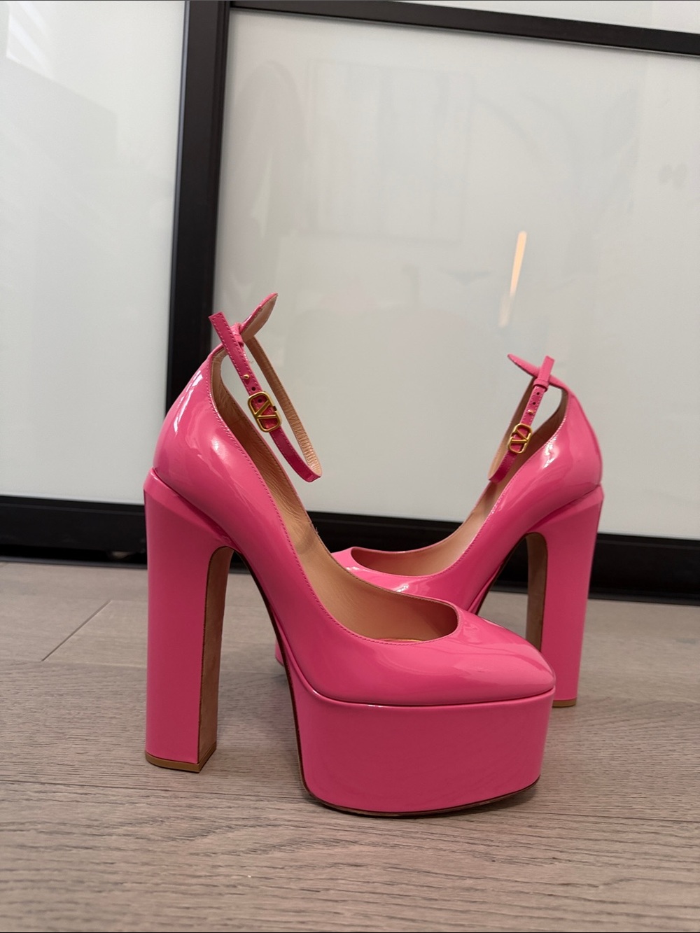 Valentino Garavani Hot Pink Patent Platform Pumps